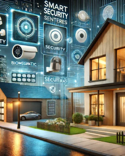 DALL·E 2024-06-14 01.53.05 - A modern, secure home and business environment showcasing advanced security solutions. The home features smart security camer